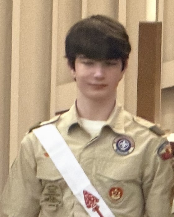 Ronan Simpson in his Scout uniform